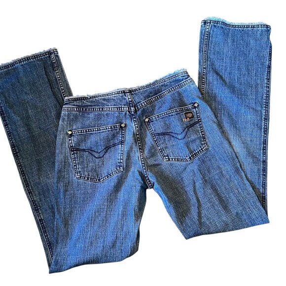 Vintage Harley Davidson Button Fly Raw Hem Mid-Rise Denim Jeans 4 - Picture 2 of 9